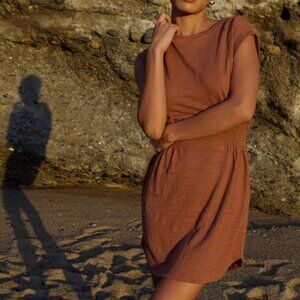 Rowan Textured Mini Dress Bronze Z supply